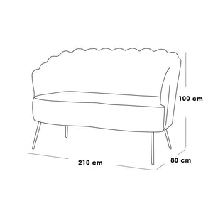 كنبة ثلاث مقاعد مخمل وام دي اف تايلاندي - أبيض