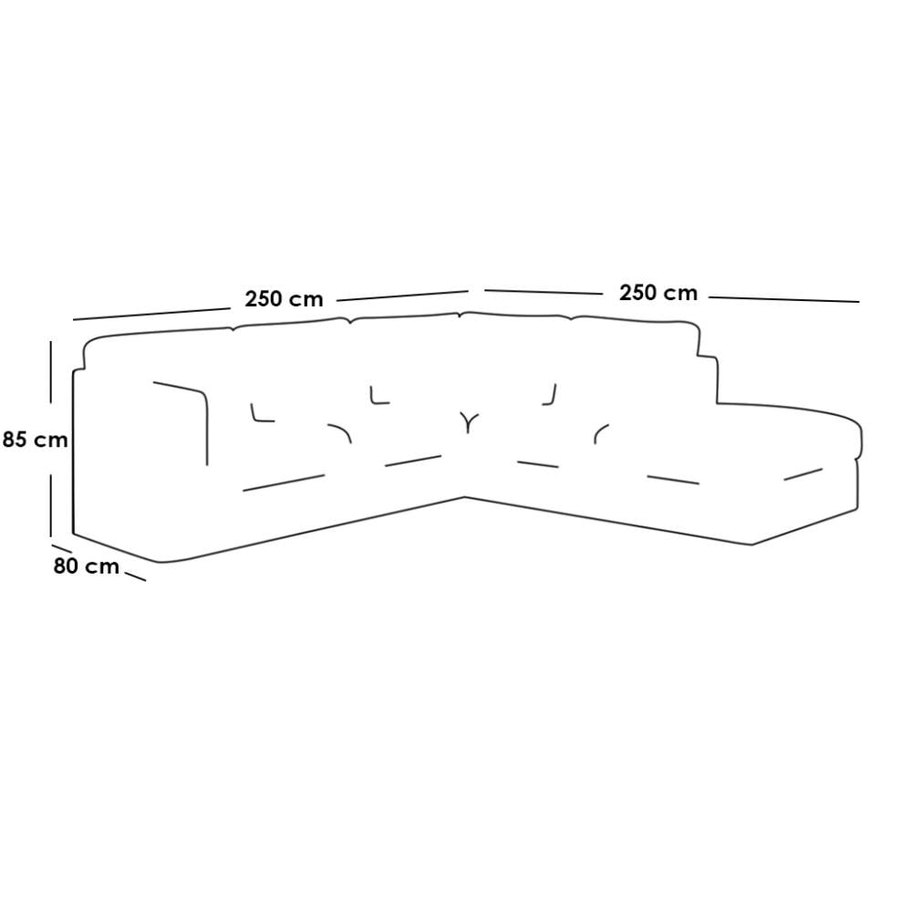 كنبة زاوية 80×250×85×250 سم - رمادي