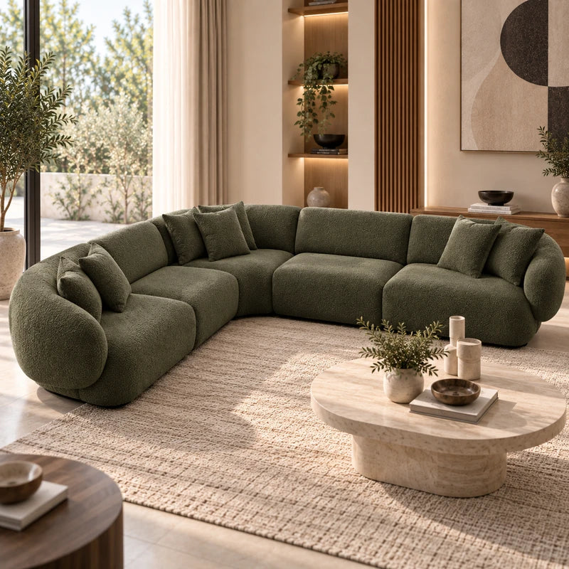 كنبة زاوية لورينا بتصميم منحني مودرن 320 سم - Home House