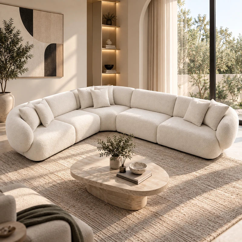 كنبة زاوية لورينا بتصميم منحني مودرن 320 سم - Home House