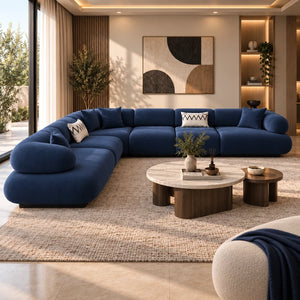 كنبة زاوية ركنية أوريلا بتصميم منحني مودرن ومقاعد واسعة لغرف المعيشة والمجالس 350×220 سم - Home House