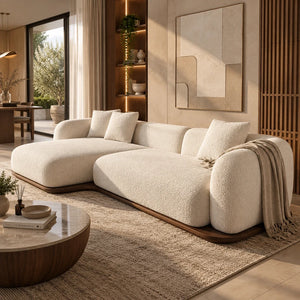 كنبة زاوية لاغو دي بريسينا بتصميم منحني وقاعدة خشبية - Home House