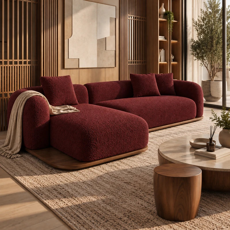 كنبة زاوية لاغو دي بريسينا بتصميم منحني وقاعدة خشبية - Home House