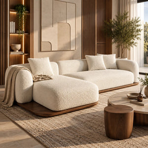 كنبة زاوية لاغو دي بريسينا بتصميم منحني وقاعدة خشبية - Home House