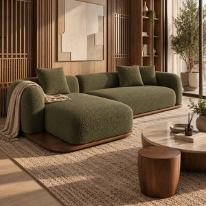 كنبة زاوية لاغو دي بريسينا بتصميم منحني وقاعدة خشبية - Home House