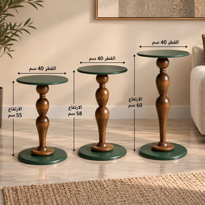طقم طاولات جانبية فيرونا الدائرية بتفاصيل خشبية – 3 قطع - Home House